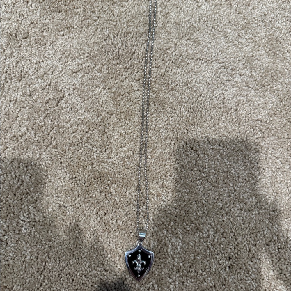 Silver Shield Pendant Necklace